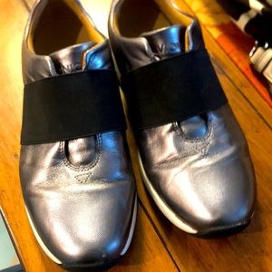 COPY - Pewter Metallic Codie Leather Slip-On Snea…